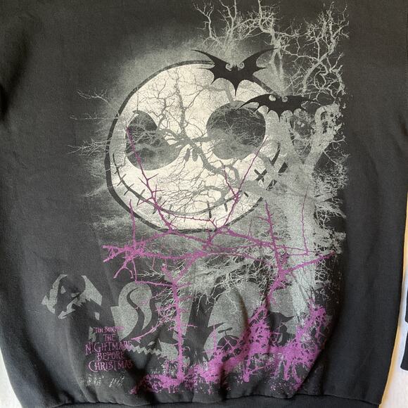 Hanes Men Sweatshirt S Black Graphic Print Fleece Nightmare Before Christmas - Picture 7 of 9